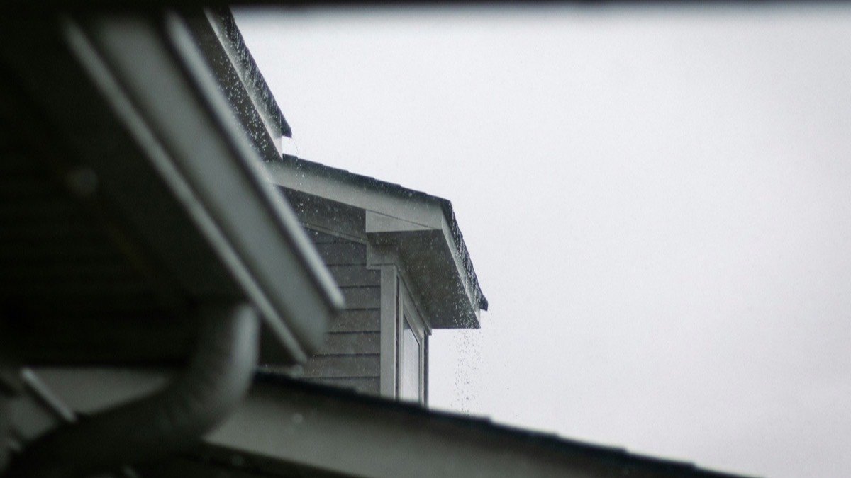 Roofline and gutter along the eaves of a house