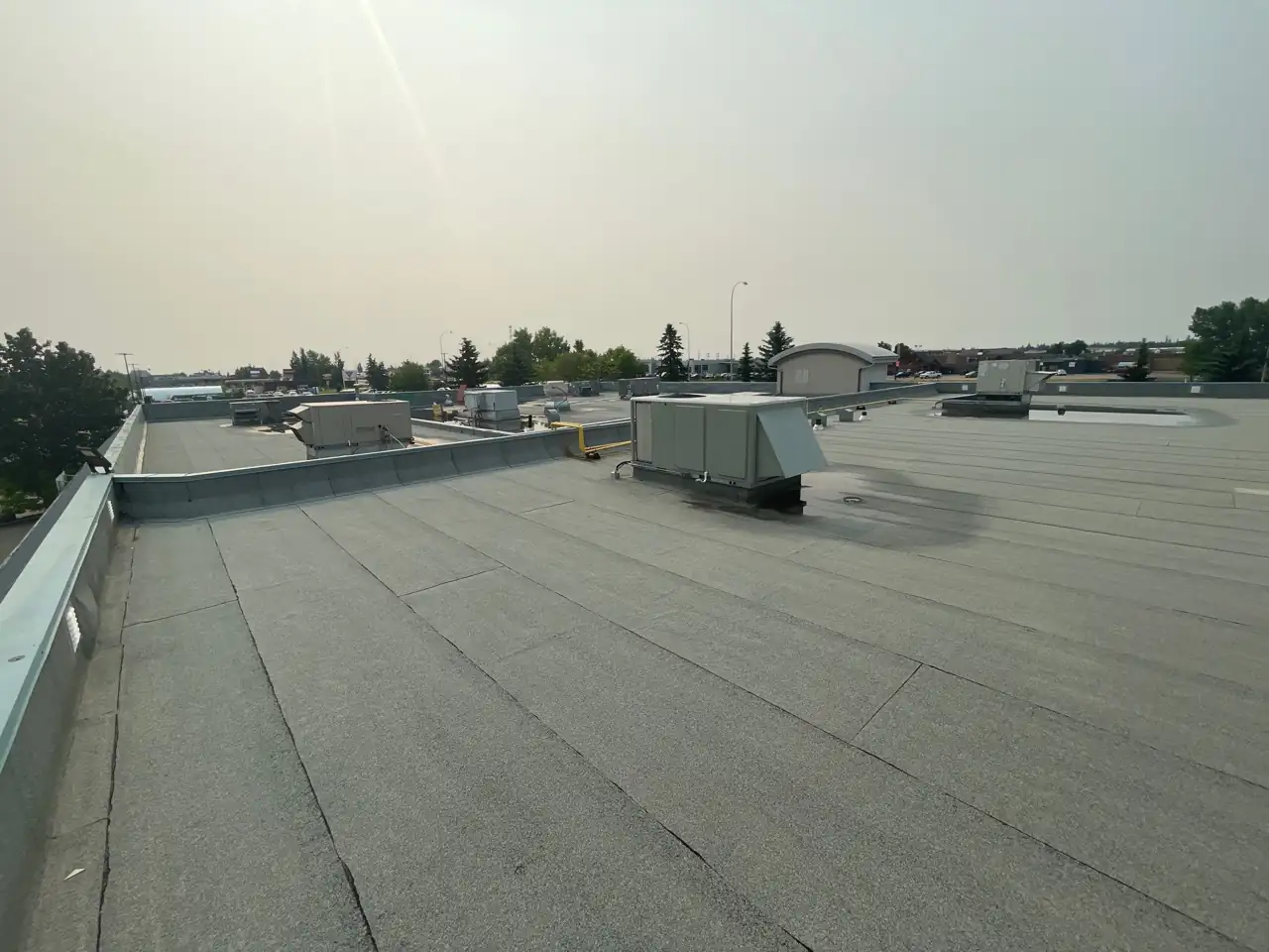 Standing water and detail around a roof drain