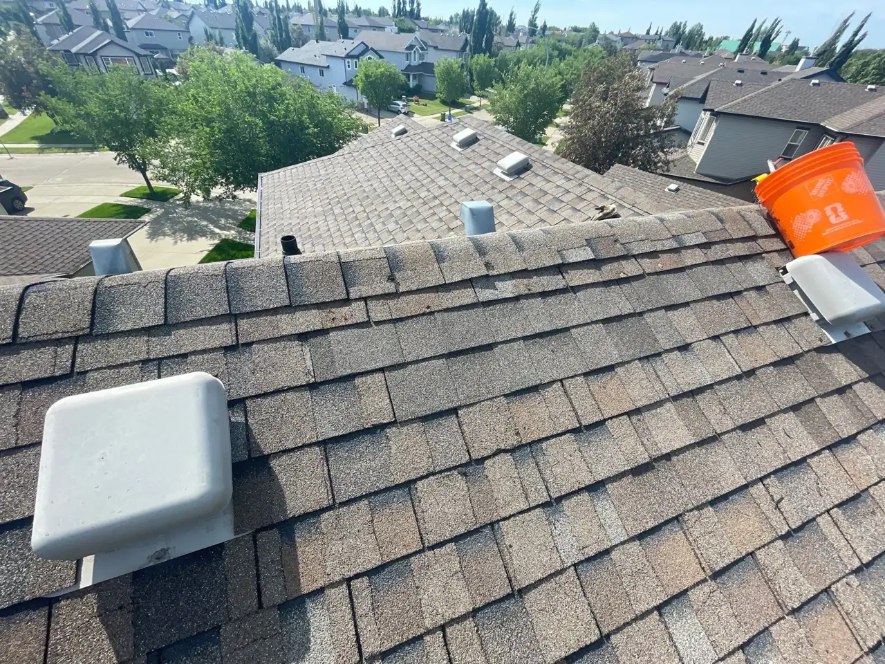 Completed shingle repair, roof closed to the weather