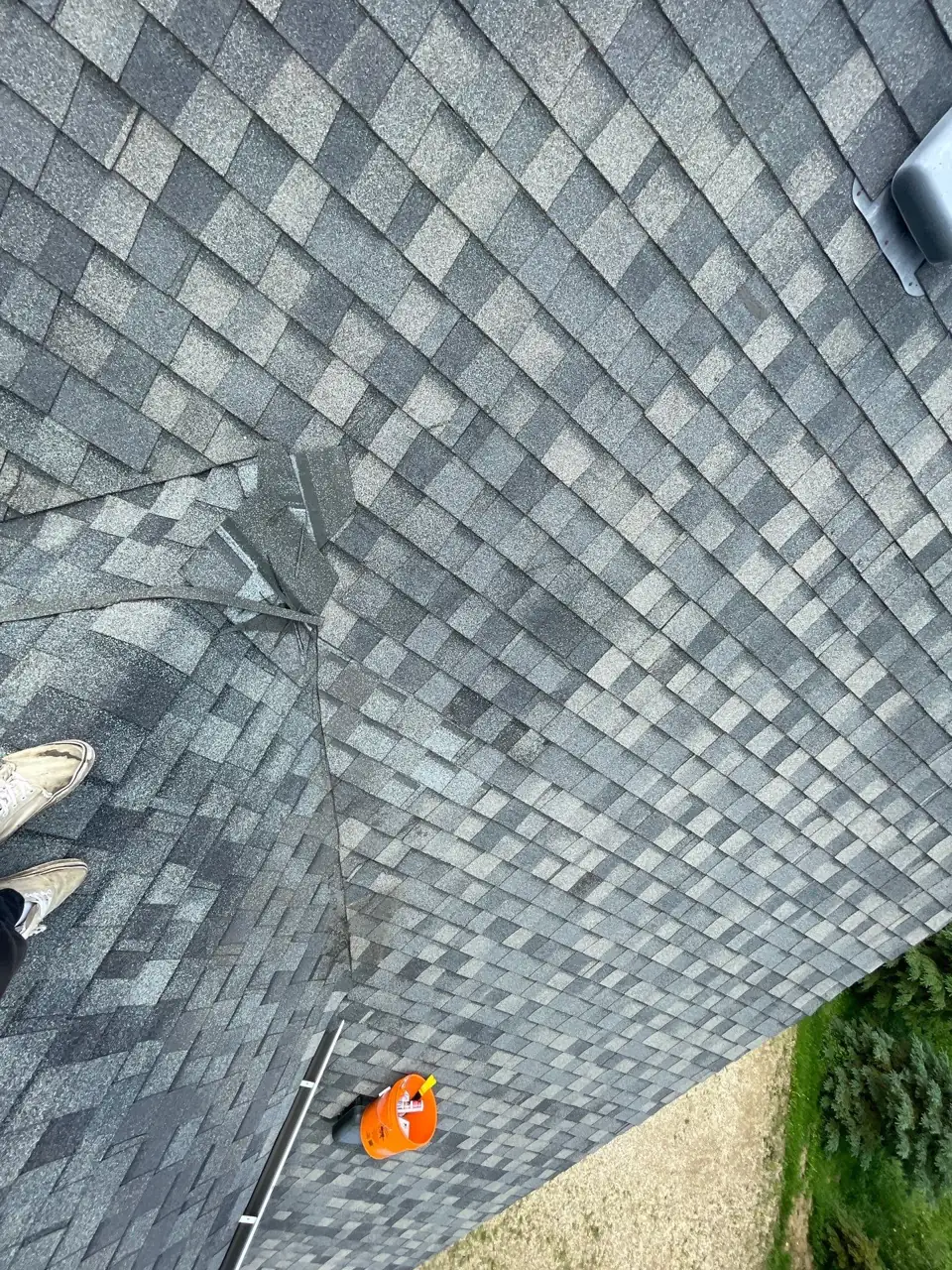 Completed shingle blow-off repair